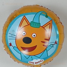 Шар (18''/46 см) Круг, Три Кота, Компот, Желтый